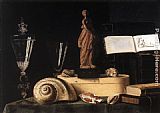 Shells Canvas Paintings - Still-Life with Statuette and Shells